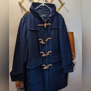 Land's End women's toggle closure navy coat with hood
